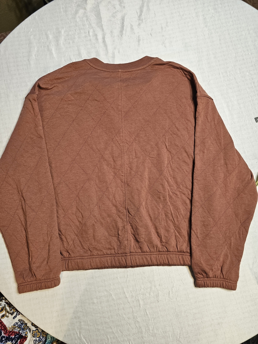 Old Navy Quilted Quarter Zip Sweatshirt Pullover NWT XL Tall Rust Terracotta Dia - Picture 2 of 4